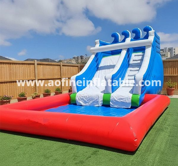 Inflatable Water Slide With Big Swimming Splash Pool Afs61